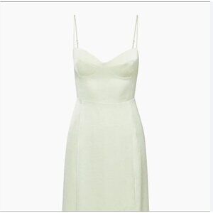 Aritzia Wilfred Green Satin Midi Bustier Dress, 2 (Never Worn)